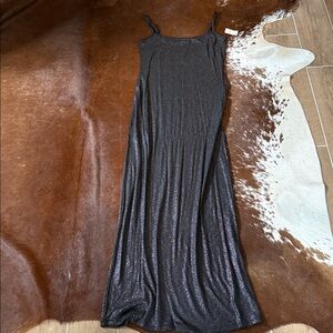 Stretchy Fitted Sparkle Black Maxi Dress